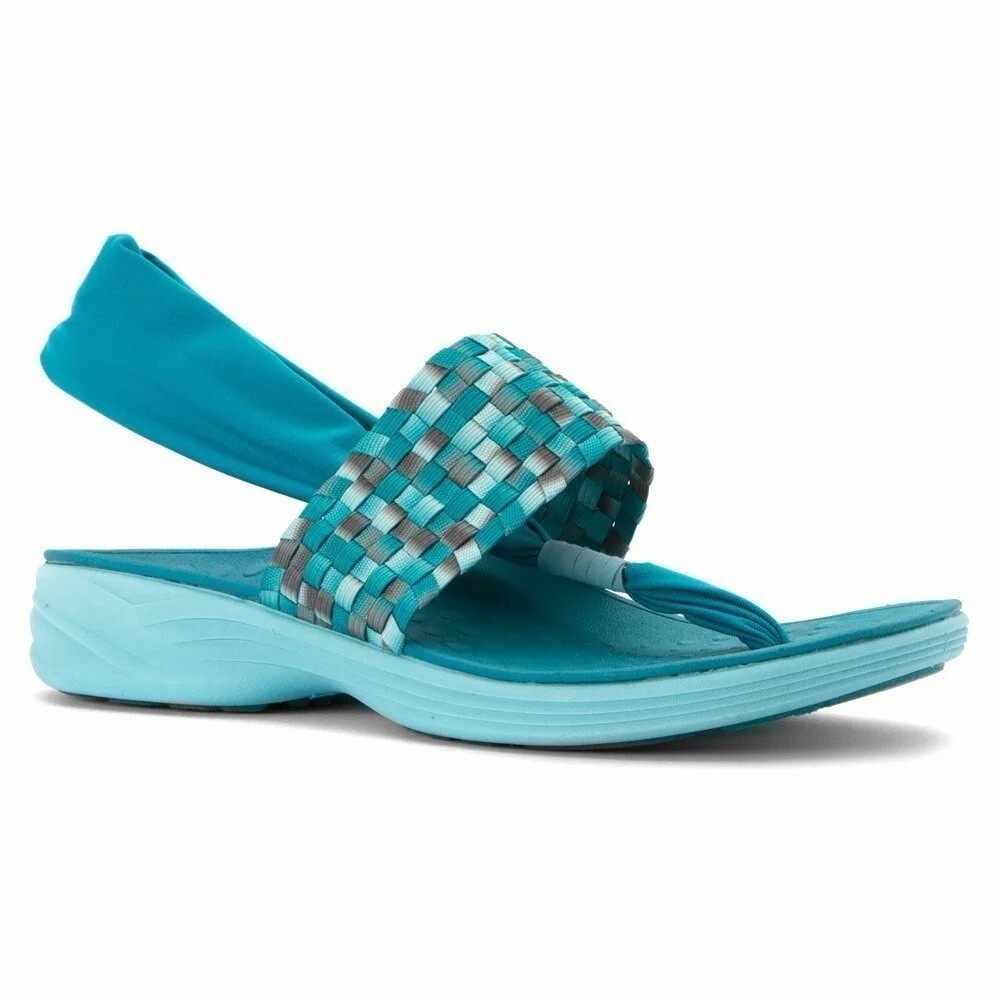 Vionic Serene Tia Woven Sandals Turquoise Size 7 Orthotic Comfort